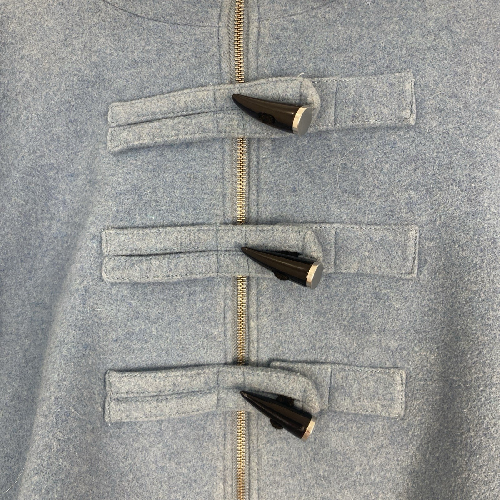 Country Road Blue Wool Cashmere Duffle Coat Size Large Hooded Overcoat Jacket image 3