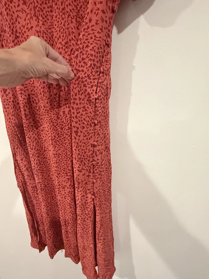 Maxi Vestido Free People Naranja Quemado/Rojo Guepardo abertura Talla 6 Nuevo sin Etiquetas Foto 4 de 4