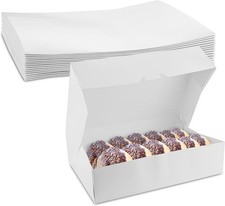 MT Products White Donut Boxes - 14" x 10" x 3.5" White Bakery Box - Pack of 125