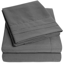 1500 Supreme Collection Extra Soft RV Short Queen Sheets Set, Gray - Luxury B...
