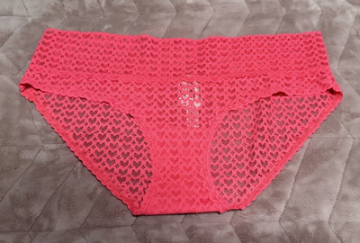 Victoria's Secret PINK Logo Pink Wink Heart Lace Hiphugger Panty ~ MEDIUM ~ NWT!