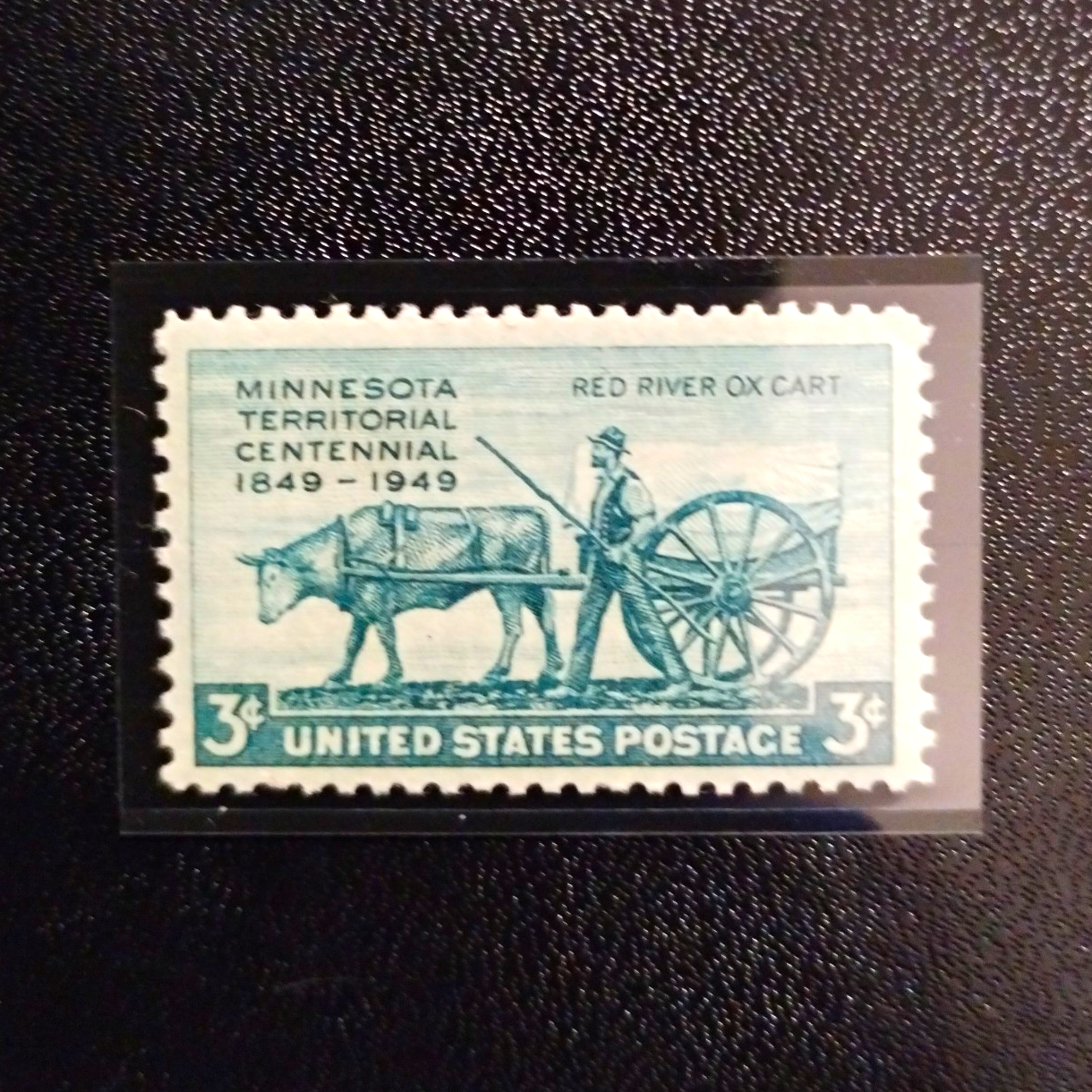 US Minnesota Territorial Centennial 3c Postage Stamp, Blue/White, 1949 (MNH)