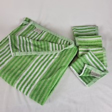 Gold Coast Egyptian Cotton Cottage Green Striped Bath Towel and 4 Washcloths Set