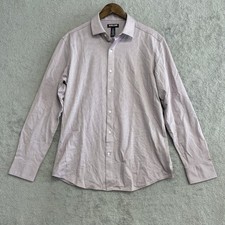 NWOT Kirkland Signature Men's Size M Button Down Dress Shirt Purple Pattern