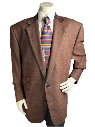 Tallia Blazer Men's 50R Paisley Elbow Patch Collar Wool Sport Coat Suit Jacket - Imagen 3 de 15