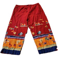 VTG crop vacation cruisewear pants White Stag womens 12/14 L tropical fish red