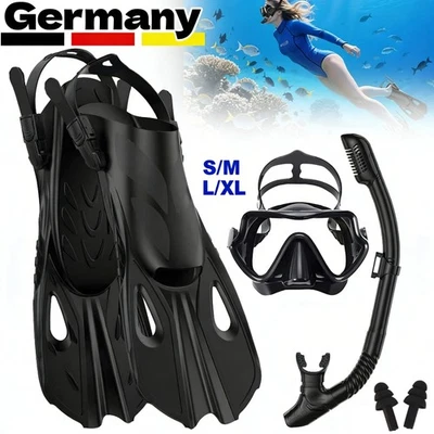 SCHNORCHELSET SCHNORCHELN SET MIT SCHNORCHEL TAUCHERBRILLE FLOSSEN ERWACHSENE - Bild 1 von 4