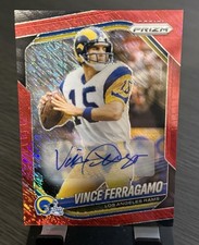 Vince Ferragamo 2025 Panini Prizm #240 Red Shimmer Auto /35