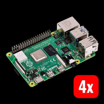 Raspberry Pi Rechner System 4 Modell B 1GB RAM Gigabit LAN USB-C 4K HDMI 4 STÜCK