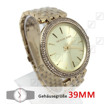 Neu MICHAEL KORS MK3191 Damenuhr Darci Glitz Analog Quarz Gold Dial Pave Bezel