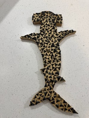 Hammerhead shark kid crafted display ( fossilized shark teeth )