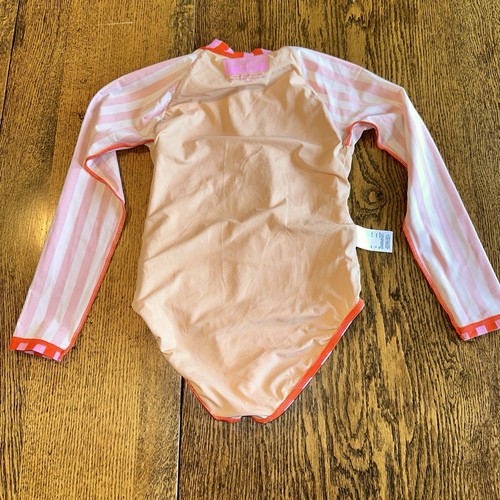 J Crew CrewCuts Girls 8 Rashguard Long Sleeve Striped Swim Suit One Piece Zip - Picture 12 of 13