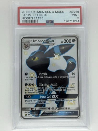 Pokémon Umbreon GX Shiny Holo Rare Full Art SV69/SV94 Hidden Fates PSA 9 2019