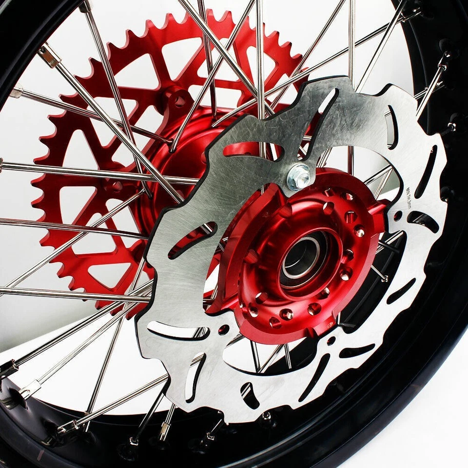 17" Supermoto Spoked Wheel Rotors Sprocket Kit CRF250R CRF450R 02-12 CR125R/250R Foto 4 de 4