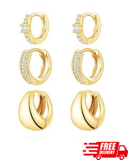 Gold Hoop Earrings Set for Women 14K Gold Plated Lightweight Small  Chunky Hoop
