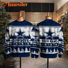 Custom Cowboys Snow Ugly Christmas Sweater Gift For Christmas