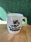 Vintage 1984 Anchor Hocking Milk Glass Caterpillar Employees Club Mug GOMEP