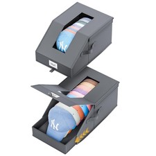 Stackable Hat Organizer for Baseball Caps, 2 Packs Hat Storage Boxes for Clos...