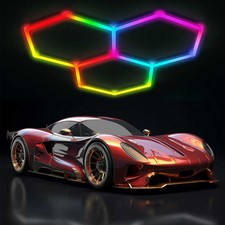 3 Hex RGB Hexagon LED Lighting Car Detail Garage Workshop Retail Light Honeycomb