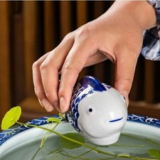 Blue And White Ceramic Floating Fish Ornament Home Decor Fish Tank Figurine