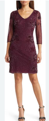 Pissarro Nights Beaded Embroidered V Neck  Cocktail Dress Size 8 MSRP: $198 NWT