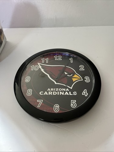 Raro Reloj de Pared Arizona Cardinals 10” Cerrado Cuarzo Hombre-Cueva/Oficina #6188 Usado en Excelente Condición - Imagen 2 de 17