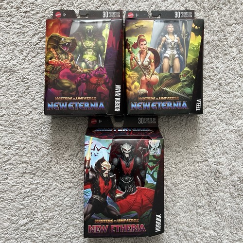 Maîtres de l'Univers Neuf Eternia Kobra Khah, Teela & Hordax scellé : Lot de 3 - Photo 1 sur 18