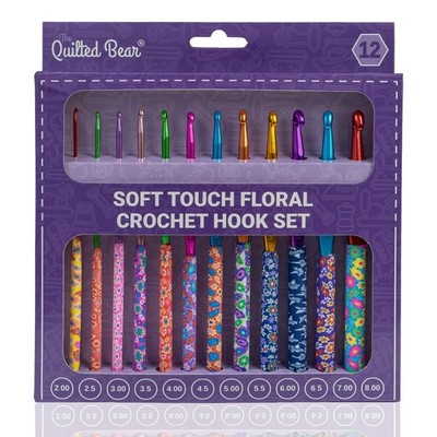 The Quilted Bear Premium Soft Grip Floral Häkelnadel 12 Haken Set.