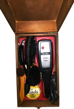 Wooden Shoe Shine Box with Foot Rest Signature Polisher Buffer P201