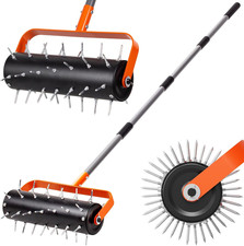 Rolling Lawn Aerator, Heavy Duty Manual Aerator Tool with 42 Spikes, Lawn Spike