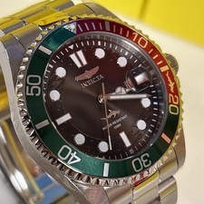 Invicta Pro Diver Men's Watch 43mm Textured Dial Red, Green Bezel 44706