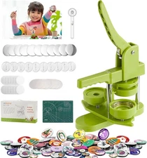 58mm Button Maker Machine Kit - 100 Pcs Pin Badge Press, DIY Christmas