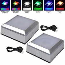Square LED Light Base for Crystal Artwork Colorful Lighting Display Stand