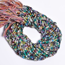 Multi Semi Precious Gemstone Round Shape Faceted Beads 3 mm Strand 12.5" UGB564