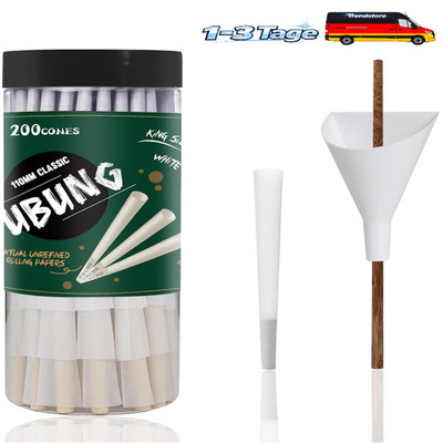King Size Kegel 200 Stück Weiß Slow Blazing Papier Trichterkeg