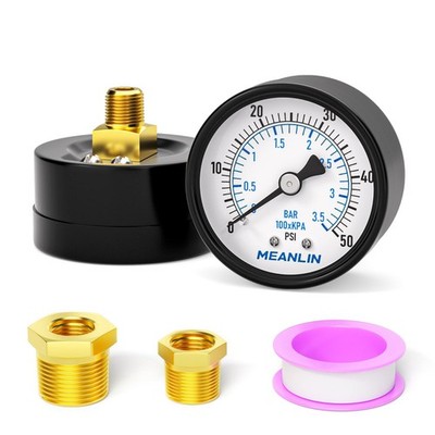 050psi 2 Dial Face 1/8 Npt Well Pump Pressure Gauge With 1/4 Npt And 3/8 Npt