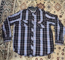 Mossy Oak Mens Long Sleeve BLACK PEARL Snap Button Up Shirt Size XL BROWN Plaid