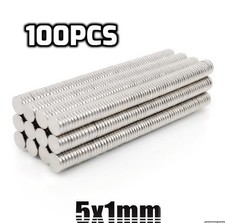 100 x Rare Earth Magnet 5mm x 1mm Disc round strong craft hobby fridge magnets