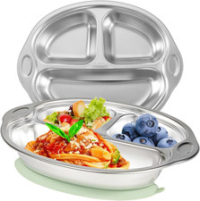Stainless Steel Baby Suction Plates: Divided Plates for Babies and Toddlers, Mad
