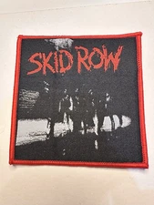 SKID ROW, RED BORDER, 4X4 INCHES, WOVEN PATCH