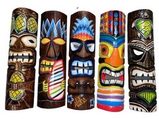 SET OF 5 20" TIKI MASK HAWAIIAN WALL ART ISLAND HOME DECOR BAR TROPICAL