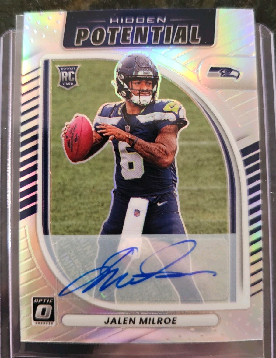 JALEN MILROE 2025 DONRUSS OPTIC HIDDEN POTENTIAL ROOKIE HOLO AUTO /199 Q5829