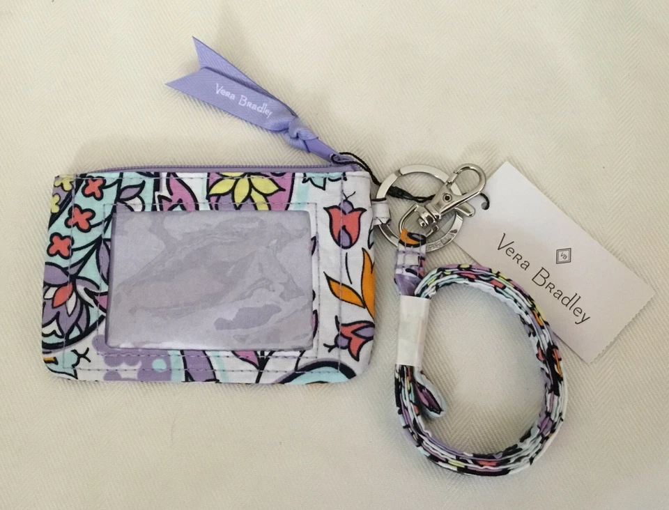 Vera Bradley ~ "Maddalena Paisley Soft" ~ Estuche de identificación con cremallera y juego de cordones ~ Nuevo con etiquetas Foto 2 de 4