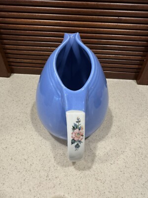 Vintage Halls China Blue Dani Grid Floral Pitcher