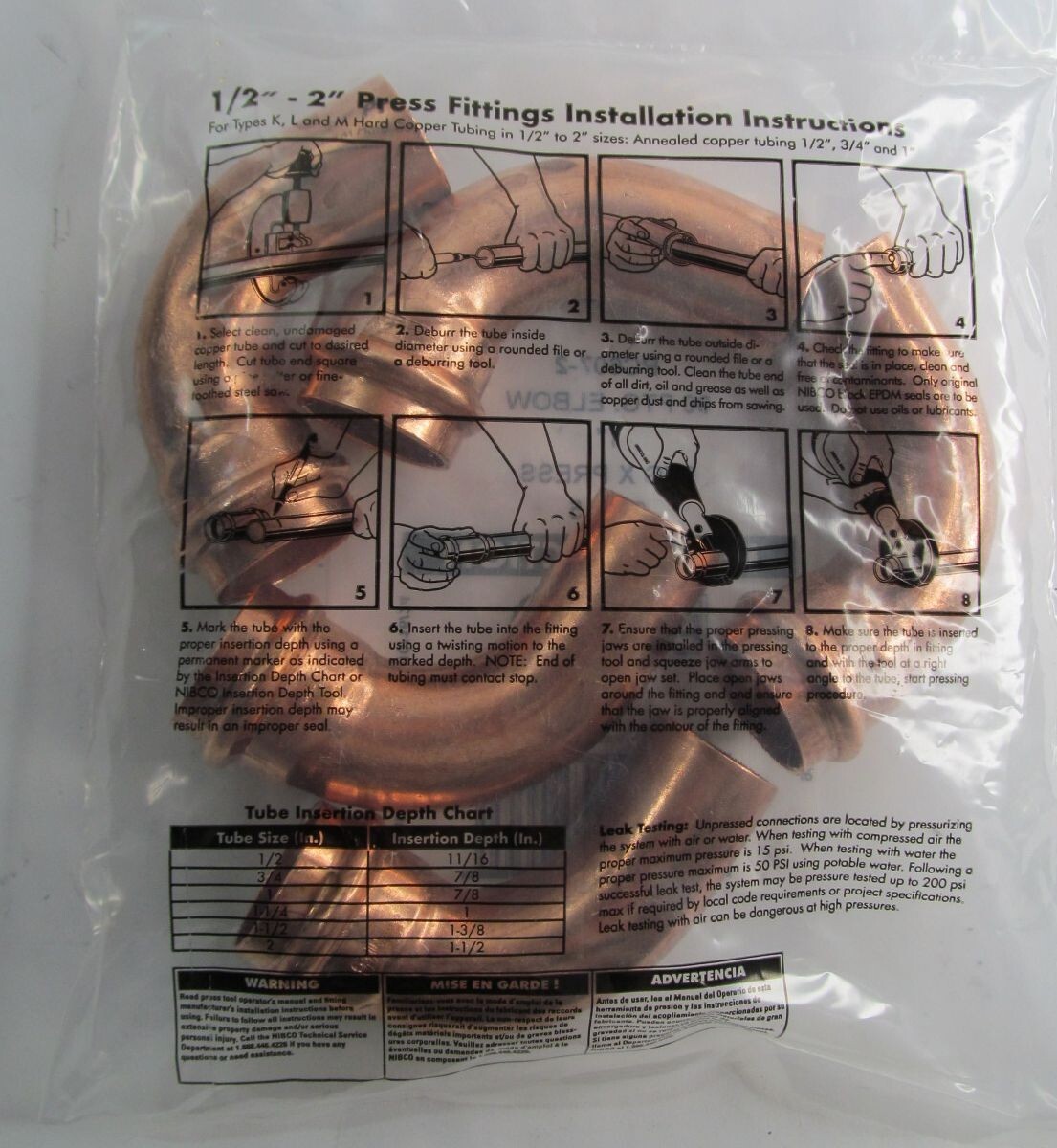 5-PACK NIBCO PC607-2 FTG x PRESS 1" 90-DEGREE COPPER ELBOWS 1in 9059110PC