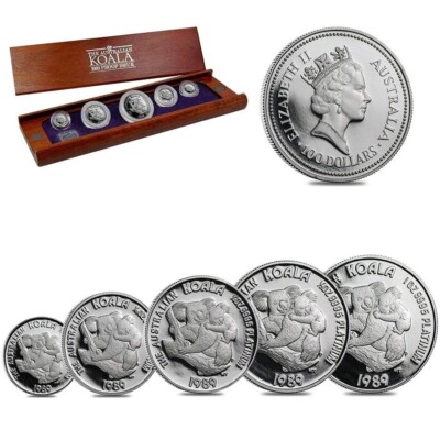 1989 Australia 1.9 oz Proof Platinum Koala 5-coin Set .9995 Fine