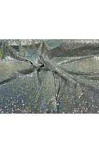 Mini Glitz Sequins - Holographic Silver - 4 Way Stretch Lace Mesh By Yard