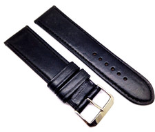 Bracelet De Montre En Cuir Bio Juchten 24Mm Noir Made In Germany / 122