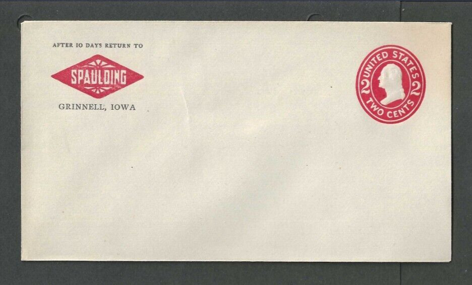 U411a 2c Carmine Die 116 Size 10 W/Red Spalding Corner Card Famous Maker Of---