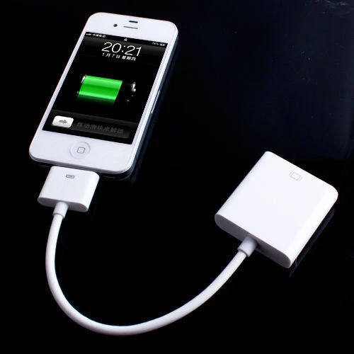 Adaptador de conector de base de 30 pines a cable VGA para Apple iPad 2 3 iPhone 4 4S Foto 3 de 4